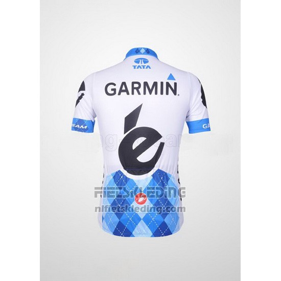 2011 Fietskleding Garmin Cervelo Blauw en Wit Korte Mouwen en Koersbroek